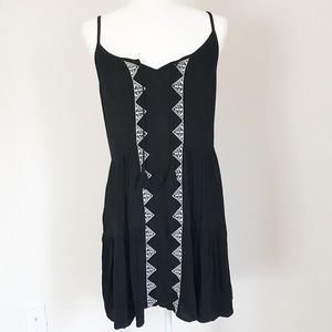 Mudd Black Embroidered Adjustable Strap Dress